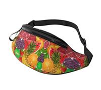 Fresh Fruits Sac banane en polyester imprimé ananas pour homme et femme avec sangle réglable pour voyage, marche, sport, Noir , Taille unique