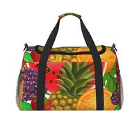 Fresh Fruits Sac de voyage à main Motif ananas Grand sac fourre-tout réutilisable, parfait pour les activités de plein air, le sport, le camping et les courses, noir, One Size