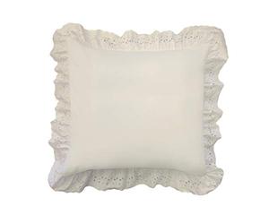 Fresh Ideas Oeillets Volants Taie d'oreiller Lot de 2 Oreiller, Coton, Ivoire, European