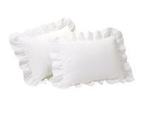 Fresh Ideas Volants Popeline Sham Lot de 2, Coton, Blanc, King Size