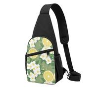 Fresh Lemon Sac à bandoulière décontracté en polyester durable avec plusieurs poches et porte-clés, sangle réglable pour homme et femme