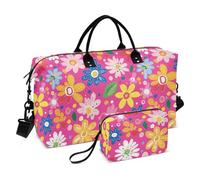 Fresh Little Flowers Peach Decorative Weekender Travel Sac fourre-tout avec trousse de toilette pour voyage 2 pièces Bolsa para en Avion