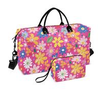 Fresh Little Flowers Peach Sac de sport décoratif avec sangle réglable pour le week-end ou la nuit Sac pliable pour le sport