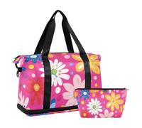 Fresh Little Flowers Peach Sac de sport grande capacité avec trousse de toilette pour yoga, Fresh Little Flowers Peach, 1 size