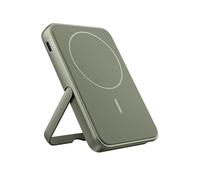 Fresh 'n Rebel Batterie externe magnétique sans fil 5000 mAh, compatible MagSafe, charge rapide PD 20 W, port USB-C (in/out), convient pour iPhone 16/15/14/13/12, portable, avec support (Dried Green)