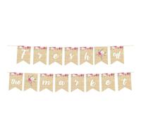 Fresh Off the Market Bannière, Lin Épais Décoration Guirlande Future Mariée Drapeau en Queue de Poisson pour Enterrement Vie de Jeune Fille Intérieur et Extérieur