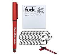 Fresh Outta Fucks Bloc et stylo, notes adhésives amusantes et stylo, fournitures de bureau, liste de choses à faire, marqueurs humoristiques pour amis, patron (rouge)