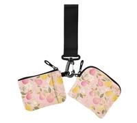 Fresh Peach Pears Lot de 2 portefeuilles roses pour femme avec fermeture éclair et poche zippée, Pêche fraîche poires rose, 1 size, Décontracté