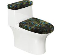 Fresh Peacock Lot de 2 housses de siège de toilette avec couvercle de réservoir, ajustement élastique pour toilettes en forme de U et allongées, décoration de salle de bain, cadeau de pendaison de