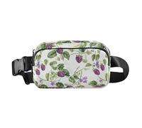 Fresh Serviceberry Sac banane tendance pour femmes, hommes, adolescents, mini sac à bandoulière pour passeport pour le cyclisme, Fruits frais de mûre, 1 size