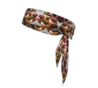 Fresh Small Cakes Bandeau de sport imprimé double face avec cravates, polyvalent pour le jogging, le cyclisme ou l'exercice.