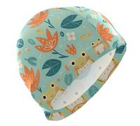 Fresh Spring - Grenouilles mignonnes pour adultes - Pour cheveux courts et chauves - Imperméable - Protection des cheveux et réduction de la traînée - Gorro para natacion mujer