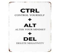 Fresh Start Ctrl Alt Delete Tin Sign 12x8 Inch