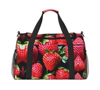 Fresh Strawberry Hand Sac de voyage - Grand sac fourre-tout réutilisable, parfait pour les activités de plein air, le sport, le camping et les courses, noir, One Size