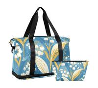 Fresh Style Lily of Valley Sac de sport pour la randonnée avec poche humide et sangle réglable pour homme et femme Fond bleu