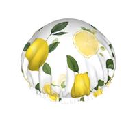 Fresh Tropical Lemons - Bonnet de douche imperméable extra large avec double couche de protection pour cheveux longs/bouclés - Réutilisable et facile à transporter.