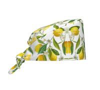 Fresh Tropical Lemons Bonnets chirurgicaux doublés de satin et réglables Idéal pour homme et femme, noir, taille unique