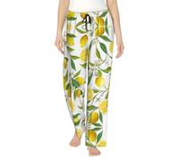 Fresh Tropical Lemons Pantalon de pyjama pour femme Couché paresseusement sur le canapé lors d'un week-end paresseux, Noir , XXL