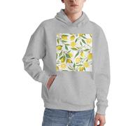 Fresh Tropical Lemons Pull à capuche à manches longues pour homme avec poche pour un usage quotidien, gris, S
