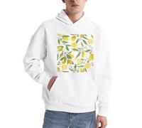 Fresh Tropical Lemons Pull à capuche à manches longues pour homme avec poche pour un usage quotidien, blanc, XXL