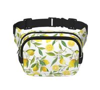 Fresh Tropical Lemons Sac banane à fermeture éclair avec sangle réglable pour jogging, cyclisme, Noir , Taille unique