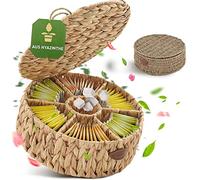 freshboho Boîte à Thé Ronde [Compartiments Radiaux Extra Larges] | Organisateur en Jacinthe pour Sachets de Thé | Choisissez Votre Modèle