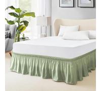 FreshCulture Cache-sommier élastique pour lit réglable, facile à installer avec une chute de 38,1 cm, volant anti-poussière de qualité hôtelière pour grand lit (vert sauge)