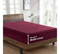 FreshCulture Drap-housse en microfibre brossée ultra douce et respirante de qualité hôtelière avec poches profondes de 53,3 cm de profondeur, convient pour lit simple XL (bordeaux)