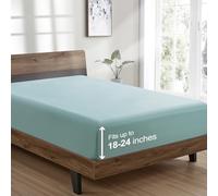 FreshCulture Drap-housse en microfibre brossée ultra douce et respirante de qualité hôtelière avec poches profondes de 53,3 cm de profondeur, convient pour grand lit (bleu spa)