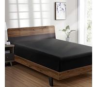 FreshCulture Drap-Housse rafraîchissant pour lit Queen Size Uniquement - Microfibre brossée - Poches Profondes - Qualité hôtelière - Ultra Doux et Respirant - Noir