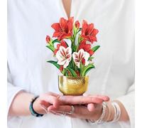 Freshcut Paper Mini Amaryllis Écarlate, 15,2 cm, mini bouquet de fleurs éternelles, cartes de vœux pop-up 3D, carte de Noël, carte de vacances, carte vierge et enveloppe