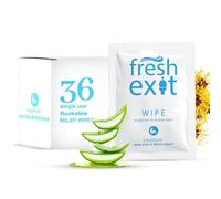 FreshExit Lot de 36 lingettes jetables pour hémorroïdes - Emballées individuellement avec de l'hamamélis et de l'aloe vera, grandes lingettes de voyage discrètes pour adultes, apaisantes et douces