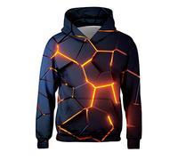 Freshhoodies Enfants Sweat-Shirt à Capuche Garçon Impression Lave 3D Pull De Noël Mignon Coloré Animale Sweat à Capuche Hoodie 6-7 Ans (L)