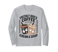 Freshly Boo'd Coffee Scream and Sugar Halloween Graphic Manche Longue