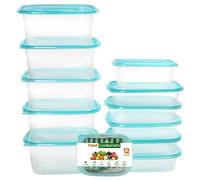 FRESHLY CONTAINED 12 Pièces Boite Plastique Alimentaire - Boite Conservation Alimentaire Réutilisable Sans BPA avec Couvercles - Cuisine, Placard, Repas - Compatibles Micro-ondes/Congélateur