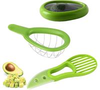 Freshmagis Set 3 pièces : Coupeur d'avocat polyvalent + éplucheur, dénoyauteur, contenant conservation - Gadgets cuisine pour couper, dénoyauter fruits/légumes
