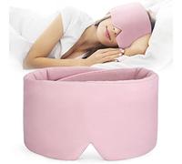 FRESHME Masque de sommeil rose bloquant la lumière - Masque pour les yeux en coton fait à la main pour femmes, hommes et filles, doux et respirant, réglable, aveugle avion avec pochette de voyage,