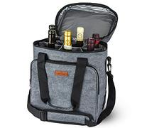 Freshore Porte-Bouteilles Isotherme 6 Bouteilles Sac fourre-Tout - Portable Sac de Transport rembourré transportable Sacoche de Transport Bandoulière réglable - (Gris Espace)