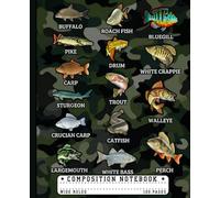 Freshwater Fish Species Composition Notebook: Camo Style Fishing Guide with 15 Types of Fish. Wide Ruled Paper for Fishermen, Anglers, Students, Teachers, or Office Use. Gift for Boys, Girls & Teens.