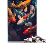 Freshwater Pond Koi Fish Puzzles 1000 Pièces Cadeau Unique Jeu Éducatif Défi Jouet À De Qualité Supérieure Peinture Art pour Adultes Et Enfants À Partir De 12 Ans 1000pcs (75x50cm)