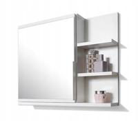 FreshYou Armoire de Toilette 60x50 Blanche, Armoire de Salle de Bain avec étagères, Miroir de Salle de Bain, Armoire Murale - Droite