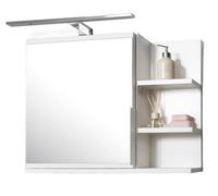 FreshYou Armoire de Toilette 60x50 Blanche, Armoire de Salle de Bain avec étagères, Miroir de Salle de Bain, Armoire Murale Lampe LED - Droite