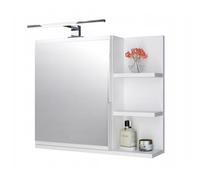 FreshYou Armoire de Toilette 60x50 Blanche, Armoire de Salle de Bain avec étagères, Miroir de Salle de Bain, Armoire Murale Lampe LED - Droite