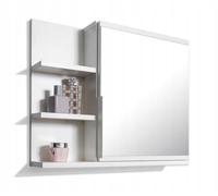FreshYou Armoire de Toilette 60x50 Blanche, Armoire de Salle de Bain avec étagères, Miroir de Salle de Bain, Armoire Murale - Gauche