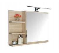 FreshYou Armoire de Toilette 60x50 chêne Sonoma, Armoire de Salle de Bain avec étagères, Miroir de Salle de Bain, Armoire Murale Lampe LED - Gauche