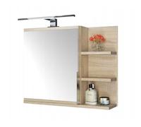 FreshYou Armoire de Toilette 60x50 chêne Sonoma, Armoire de Salle de Bain avec étagères, Miroir de Salle de Bain, Armoire Murale Lampe LED - Droite