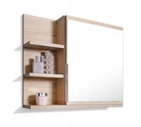 FreshYou Armoire de Toilette 60x50 chêne Sonoma, Armoire de Salle de Bain avec étagères, Miroir de Salle de Bain, Armoire Murale - Gauche