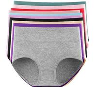 FRESQA 4 pièces/lot Culottes en Coton sous-vêtements pour Femmes Grande Taille Slips de Couleur Unie Filles Taille Haute Culottes sans Couture Lingerie Sexy pour Femme