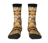 FRESQA Ancient Map World Globe Chaussettes confortables universelles pour adulte - Chaussettes de sport et sans talon pour un usage quotidien et l'exercice, Globe terrestre ancienne carte du monde,