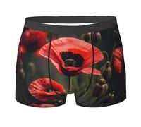 FRESQA Boxer de qualité supérieure en forme d'écureuil pour homme - Confort et durabilité exceptionnels, Fleur de coquelicot rouge, XXL
